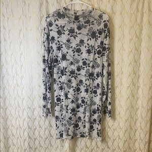 SHEIN Black and White Floral Mesh Top